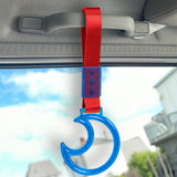 Moon Shape Crystal-Style Ring JDM Tsurikawa Drift Subway Train Bus Handle Strap – Universal Car Interior Hanging Charm, Red Nylon X1
