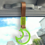Moon Shape Crystal-Style Ring JDM Tsurikawa Drift Subway Train Bus Handle Strap – Universal Car Interior Hanging Charm, Brown Nylon X2