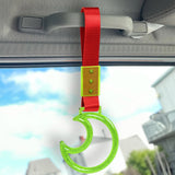 Moon Shape Crystal-Style Ring JDM Tsurikawa Drift Subway Train Bus Handle Strap – Universal Car Interior Hanging Charm, Red Nylon X1
