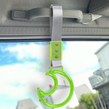 Moon Shape Crystal-Style Ring JDM Tsurikawa Drift Subway Train Bus Handle Strap – Universal Car Interior Hanging Charm, Silver Nylon X1