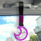 Moon Shape Crystal-Style Ring JDM Tsurikawa Drift Subway Train Bus Handle Strap – Universal Car Interior Hanging Charm, Black Nylon X1