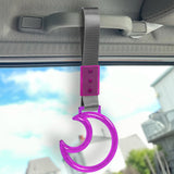 Moon Shape Crystal-Style Ring JDM Tsurikawa Drift Subway Train Bus Handle Strap – Universal Car Interior Hanging Charm, Gray Nylon X2