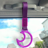 Moon Shape Crystal-Style Ring JDM Tsurikawa Drift Subway Train Bus Handle Strap – Universal Car Interior Hanging Charm, Purple Nylon X1
