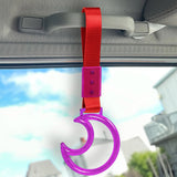 Moon Shape Crystal-Style Ring JDM Tsurikawa Drift Subway Train Bus Handle Strap – Universal Car Interior Hanging Charm, Red Nylon X1