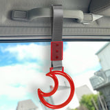 Moon Shape Crystal-Style Ring JDM Tsurikawa Drift Subway Train Bus Handle Strap – Universal Car Interior Hanging Charm, Gray Nylon X2