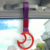 Moon Shape Crystal-Style Ring JDM Tsurikawa Drift Subway Train Bus Handle Strap – Universal Car Interior Hanging Charm, Purple Nylon X1