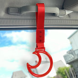 Moon Shape Crystal-Style Ring JDM Tsurikawa Drift Subway Train Bus Handle Strap – Universal Car Interior Hanging Charm, Red Nylon X1