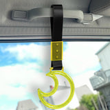 Moon Shape Crystal-Style Ring JDM Tsurikawa Drift Subway Train Bus Handle Strap – Universal Car Interior Hanging Charm, Black Nylon X1