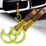 Moon Shape Crystal-Style Ring JDM Tsurikawa Drift Subway Train Bus Handle Strap – Universal Car Interior Hanging Charm, Brown Nylon X2