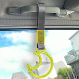 Moon Shape Crystal-Style Ring JDM Tsurikawa Drift Subway Train Bus Handle Strap – Universal Car Interior Hanging Charm, Gray Nylon X2
