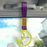Moon Shape Crystal-Style Ring JDM Tsurikawa Drift Subway Train Bus Handle Strap – Universal Car Interior Hanging Charm, Purple Nylon X1