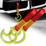 Moon Shape Crystal-Style Ring JDM Tsurikawa Drift Subway Train Bus Handle Strap – Universal Car Interior Hanging Charm, Red Nylon X2