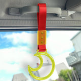 Moon Shape Crystal-Style Ring JDM Tsurikawa Drift Subway Train Bus Handle Strap – Universal Car Interior Hanging Charm, Red Nylon X1