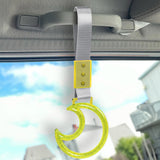 Moon Shape Crystal-Style Ring JDM Tsurikawa Drift Subway Train Bus Handle Strap – Universal Car Interior Hanging Charm, Silver Nylon X1