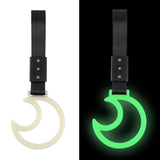 Moon Shape JDM Tsurikawa Drift Subway Train Bus Handle Strap – Universal Car Interior Hanging Charm, Black Nylon X2