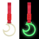 Moon Shape JDM Tsurikawa Drift Subway Train Bus Handle Strap – Universal Car Interior Hanging Charm, Red Nylon X2