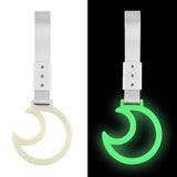 Moon Shape JDM Tsurikawa Drift Subway Train Bus Handle Strap – Universal Car Interior Hanging Charm, Silver Nylon X2
