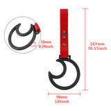 Moon Shape Crystal-Style Ring JDM Tsurikawa Drift Subway Train Bus Handle Strap – Universal Car Interior Hanging Charm, Red PVC X2