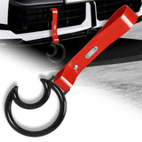 Moon Shape Crystal-Style Ring JDM Tsurikawa Drift Subway Train Bus Handle Strap – Universal Car Interior Hanging Charm, Red PVC X1
