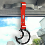 Moon Shape Crystal-Style Ring JDM Tsurikawa Drift Subway Train Bus Handle Strap – Universal Car Interior Hanging Charm, Red PVC X2