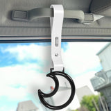 Moon Shape Crystal-Style Ring JDM Tsurikawa Drift Subway Train Bus Handle Strap – Universal Car Interior Hanging Charm, White PVC X1