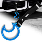 Moon Shape Crystal-Style Ring JDM Tsurikawa Drift Subway Train Bus Handle Strap – Universal Car Interior Hanging Charm, Black PVC X1