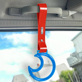 Moon Shape Crystal-Style Ring JDM Tsurikawa Drift Subway Train Bus Handle Strap – Universal Car Interior Hanging Charm, Red PVC X2