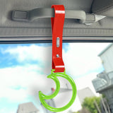Moon Shape Crystal-Style Ring JDM Tsurikawa Drift Subway Train Bus Handle Strap – Universal Car Interior Hanging Charm, Red PVC X2