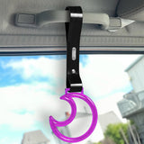 Moon Shape Crystal-Style Ring JDM Tsurikawa Drift Subway Train Bus Handle Strap – Universal Car Interior Hanging Charm, Black PVC X2