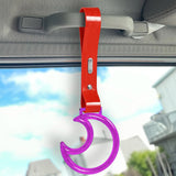 Moon Shape Crystal-Style Ring JDM Tsurikawa Drift Subway Train Bus Handle Strap – Universal Car Interior Hanging Charm, Red PVC X2