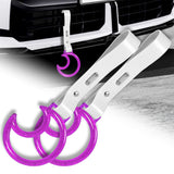 Moon Shape Crystal-Style Ring JDM Tsurikawa Drift Subway Train Bus Handle Strap – Universal Car Interior Hanging Charm, White PVC X2