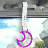Moon Shape Crystal-Style Ring JDM Tsurikawa Drift Subway Train Bus Handle Strap – Universal Car Interior Hanging Charm, White PVC X1