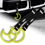 Moon Shape Crystal-Style Ring JDM Tsurikawa Drift Subway Train Bus Handle Strap – Universal Car Interior Hanging Charm, Black PVC X2