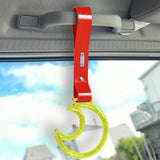 Moon Shape Crystal-Style Ring JDM Tsurikawa Drift Subway Train Bus Handle Strap – Universal Car Interior Hanging Charm, Red PVC X2