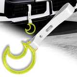 Moon Shape Crystal-Style Ring JDM Tsurikawa Drift Subway Train Bus Handle Strap – Universal Car Interior Hanging Charm, White PVC X1