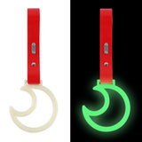 Moon Shape JDM Tsurikawa Drift Subway Train Bus Handle Strap – Universal Car Interior Hanging Charm, Red PVC X2