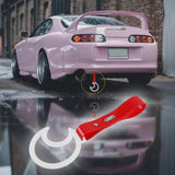 Moon Shape JDM Tsurikawa Drift Subway Train Bus Handle Strap – Universal Car Interior Hanging Charm, Red PVC X1