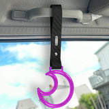 Moon Shape Crystal-Style Ring JDM Tsurikawa Drift Subway Train Bus Handle Strap – Universal Car Interior Hanging Charm, Carbon Fiber Pattern PVC X1