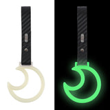 Moon Shape JDM Tsurikawa Drift Subway Train Bus Handle Strap – Universal Car Interior Hanging Charm, Carbon Fiber Pattern PVC X2