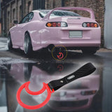 Moon Shape JDM Tsurikawa Drift Subway Train Bus Handle Strap – Universal Car Interior Hanging Charm, Carbon Fiber Pattern PVC X1