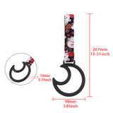 Moon Shape Crystal-Style Ring JDM Tsurikawa Drift Subway Train Bus Handle Strap – Universal Car Interior Hanging Charm, Bosozoku Black Cats Pattern Retro Nylon Strap X1