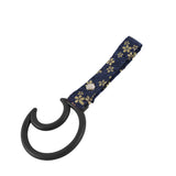Moon Shape JDM Tsurikawa Drift Subway Train Bus Handle Strap – Universal Car Interior Hanging Charm, Bosozoku Blue Flowers Pattern Retro Nylon Strap X1