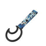 Moon Shape JDM Tsurikawa Drift Subway Train Bus Handle Strap – Universal Car Interior Hanging Charm, Bosozoku Blue Waves Pattern Retro Nylon Strap X1