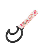 Moon Shape JDM Tsurikawa Drift Subway Train Bus Handle Strap – Universal Car Interior Hanging Charm, Bosozoku Pink Flowers Pattern Retro Nylon Strap X1