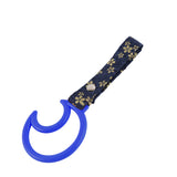 Moon Shape JDM Tsurikawa Drift Subway Train Bus Handle Strap – Universal Car Interior Hanging Charm, Bosozoku Blue Flowers Pattern Retro Nylon Strap X1