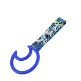 Moon Shape JDM Tsurikawa Drift Subway Train Bus Handle Strap – Universal Car Interior Hanging Charm, Bosozoku Blue Waves Pattern Retro Nylon Strap X1