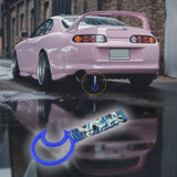 Moon Shape JDM Tsurikawa Drift Subway Train Bus Handle Strap – Universal Car Interior Hanging Charm, Bosozoku Blue Waves Pattern Retro Nylon Strap X1