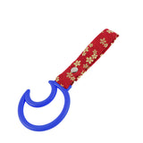 Moon Shape JDM Tsurikawa Drift Subway Train Bus Handle Strap – Universal Car Interior Hanging Charm, Bosozoku Red Flowers Pattern Retro Nylon Strap X1