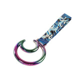 Moon Shape JDM Tsurikawa Drift Subway Train Bus Handle Strap – Universal Car Interior Hanging Charm, Bosozoku Blue Waves Pattern Retro Nylon Strap X1