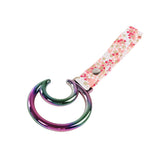 Moon Shape JDM Tsurikawa Drift Subway Train Bus Handle Strap – Universal Car Interior Hanging Charm, Bosozoku Pink Flowers Pattern Retro Nylon Strap X1